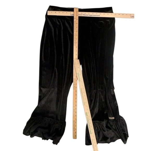 Matilda Jane Womens Black Velvet Cropped Wide-Leg Pants Ruffle Hem Elastic Waist - Picture 8 of 9